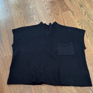Black Knit Sleeveless Top with Pocket